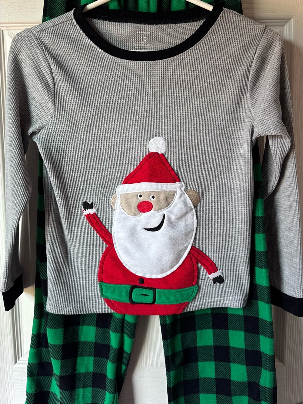 Carter's Red & Green Santa Pajama Set with Grey Top